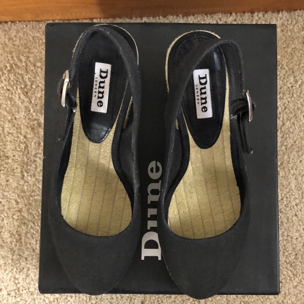 Dune London Black Canvas Espadrille Wedge Slingbacks - Picture 4 of 7